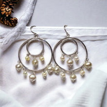 Load image into Gallery viewer, Freshwater Pearl Double Hoop Earring in Sterling Silver