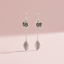Load image into Gallery viewer, Lullaby Rose Leaf Drop Earrings