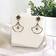 Load image into Gallery viewer, Flower with Genuine Moonstone Earring Dangle in Sterling Silver