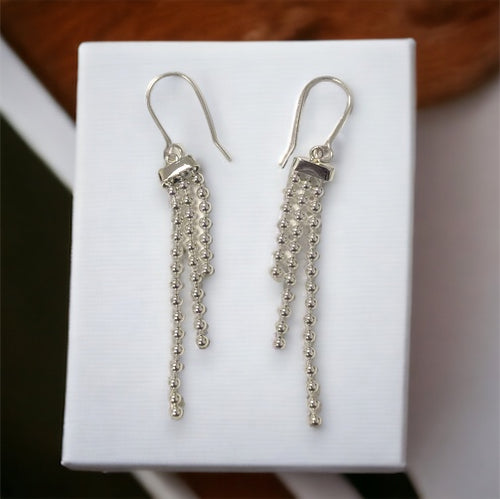 Beaded Chain Earring in Sterling Silver