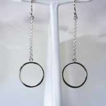 Load image into Gallery viewer, Circle Hoop with Chain Earring in Sterling Silver