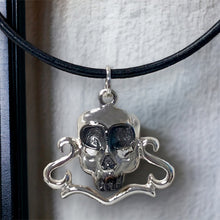 Load image into Gallery viewer, Large Skull Head in Sterling Silver 18 Inch Leather Cord