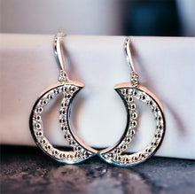 Load image into Gallery viewer, Crescent Moon Beaded Chain Earring in Sterling Silver