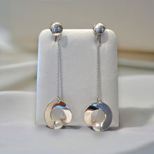 Load image into Gallery viewer, Open Circle and Freshwater Pearl Dangle Earring in Sterling Silver