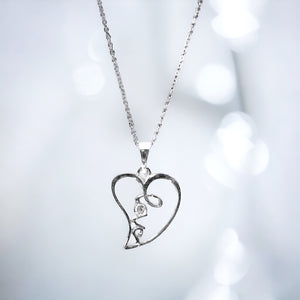Love Heart Pendant with Swarovski in Sterling Silver
