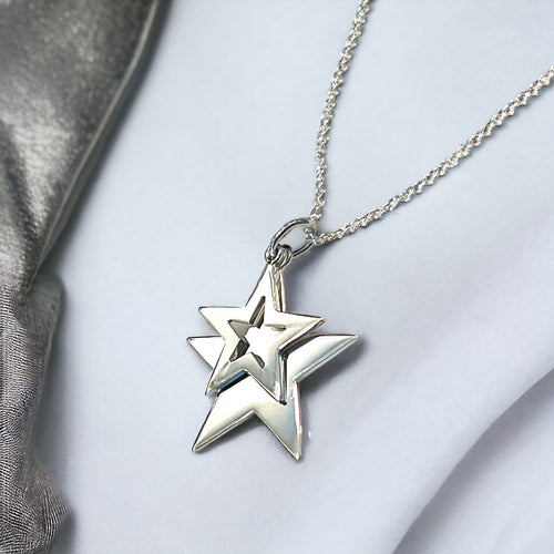 Double Star Pendant in Sterling Silver