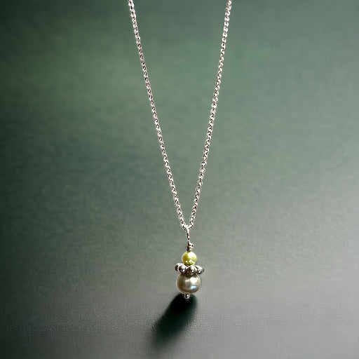 Light Green, Silver bead, Freshwater Pearl Pendant