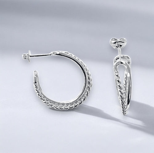 Twisted Hoop Earrings in Sterling Silver