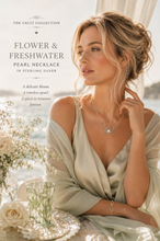 Load image into Gallery viewer, Flower and Freshwater Pearl Necklace in Sterling Silver