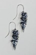 Load image into Gallery viewer, Three Roses in Sterling Silver Dangle Earrings
