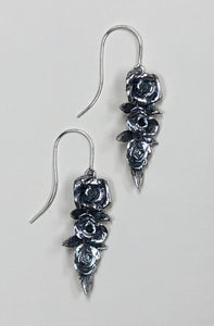 Three Roses in Sterling Silver Dangle Earrings