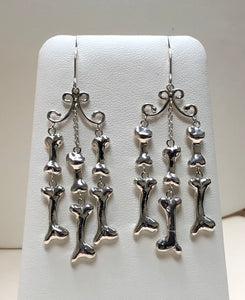Large Bone Chandelier Earrings in Sterling Silver