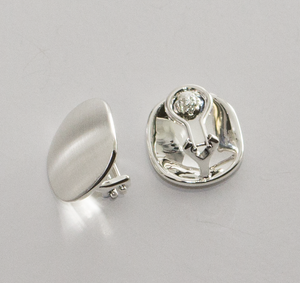 Button Clip-on Earring in Sterling Silver