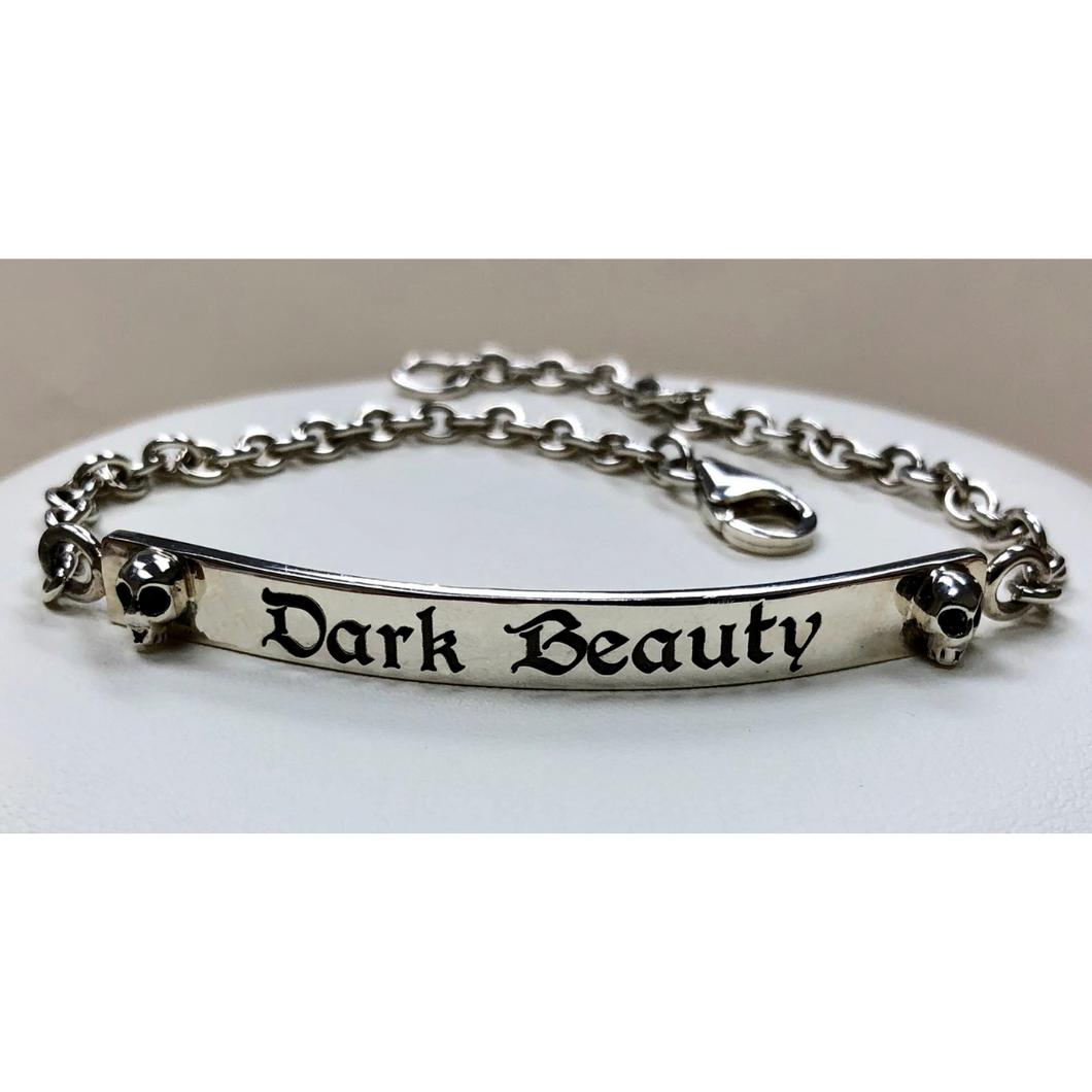 Dark Beauty Engraved Sterling Silver Bracelet