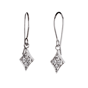 Diamond Shaped Pave Drop Earring in 18 Karat White Gold