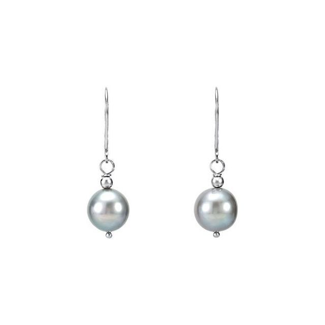 Freshwater Cultured Silver Grey Pearl Earring in Sterling Silver