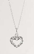 Load image into Gallery viewer, Filigree Heart Charm Pendant in Sterling Silver