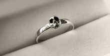 Load image into Gallery viewer, Tiny Skull Stack Ring in Sterling Silver