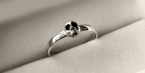 Tiny Skull Stack Ring in Sterling Silver