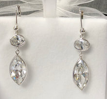 Load image into Gallery viewer, CZ Marquis Drop Earrings in Sterling Silver