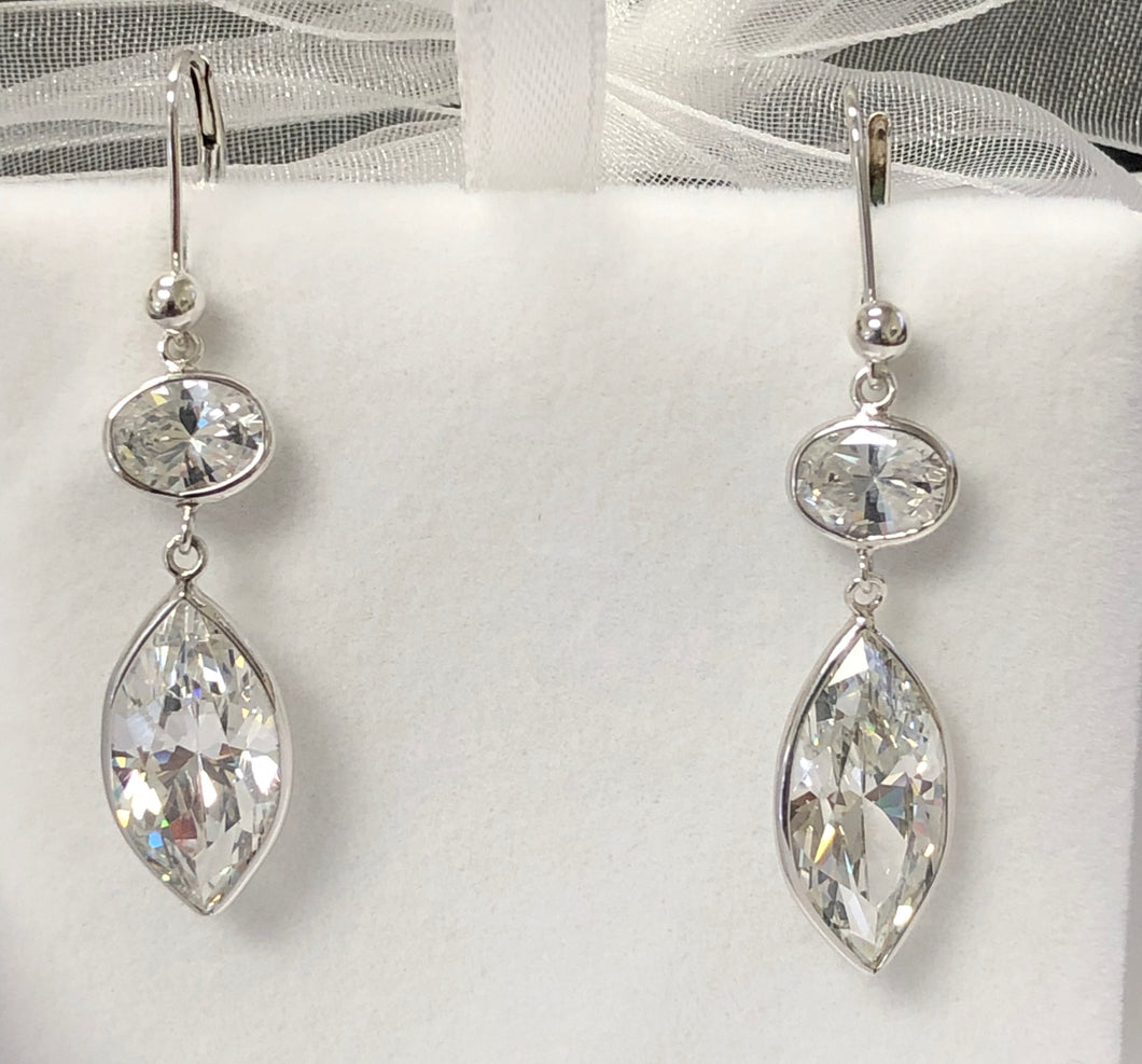 Crystal Marquis Drop Earrings in Sterling Silver