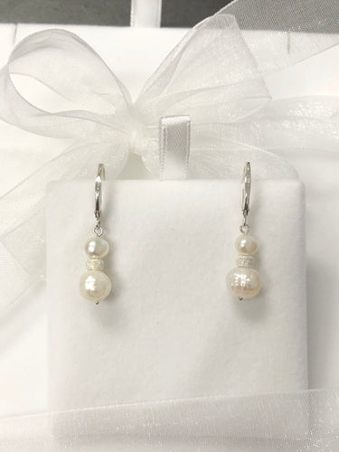 Freshwater Genuine Pearl Drop Earrings in Sterling Silver