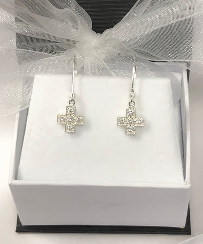 Cross CZ Earring in Sterling Silver