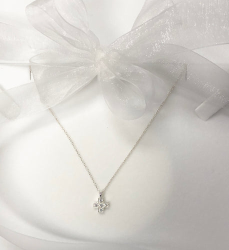 Cross Pendant Set with CZ's in Sterling Silver
