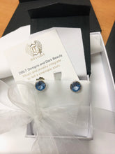 Load image into Gallery viewer, Blue Topaz-Toned Crystal Stud Earrings in Sterling Silver