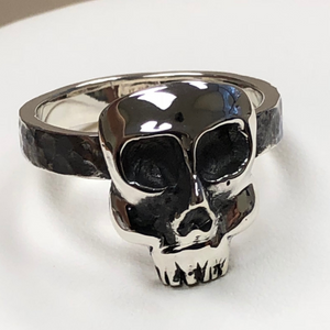 Skull Ring Set in Genuine Emeralds - Size 11.5