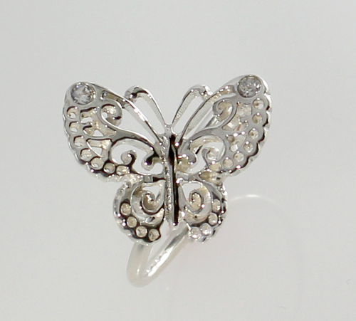 Butterfly Ring in Sterling Silver with Swarovski