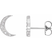 Load image into Gallery viewer, Diamond Crescent Moon Earrings in 14K White