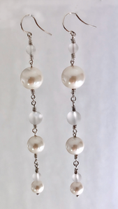 Pearl Bead Dangle Earring in Sterling Silver