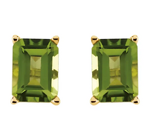 Load image into Gallery viewer, Peridot Stud Earrings in 14K Yellow Gold