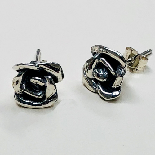 Artisan Rose Post Earrings in Sterling Silver