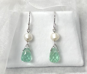 Freshwater Pearl Nugget and Briolette Drop Earrings in Sterling Silver