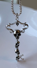 Load image into Gallery viewer, sterling silver skull key pendant with silver chain