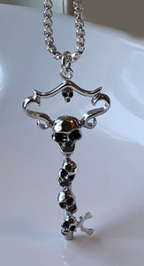 sterling silver skull key pendant with silver chain