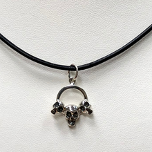 Load image into Gallery viewer, Three Skulls on Leather Necklace