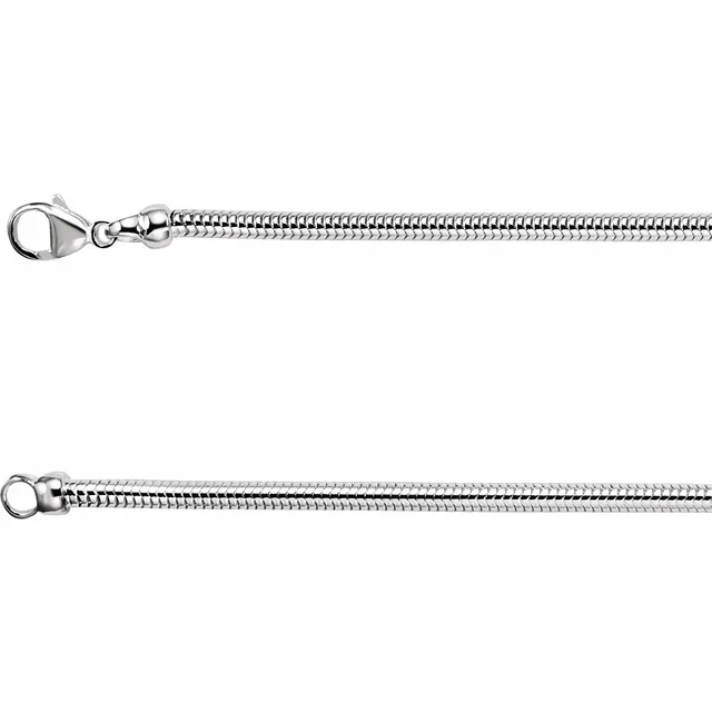 Sterling Silver 3.25 mm Round Snake Chain