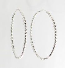 Load image into Gallery viewer, Twisted Large Hoop Earrings in Sterling Silver