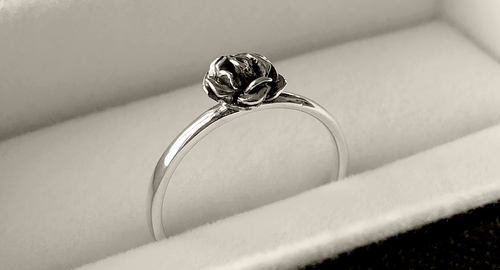 Tiny Rose Stack Ring in Sterling Silver
