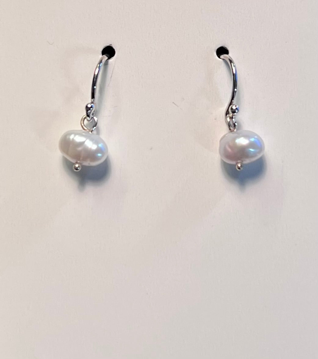 Freshwater Pearlescent Nugget Earring in Sterling Silver