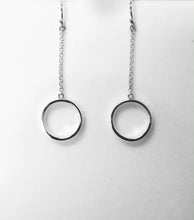 Load image into Gallery viewer, Circle Hoop with Chain Earring in Sterling Silver