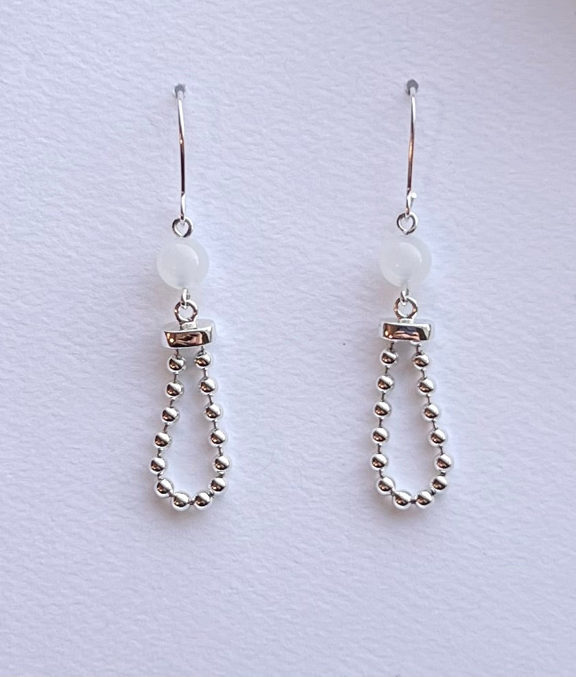 Moonstone Chain Drop Earring in Sterling silver