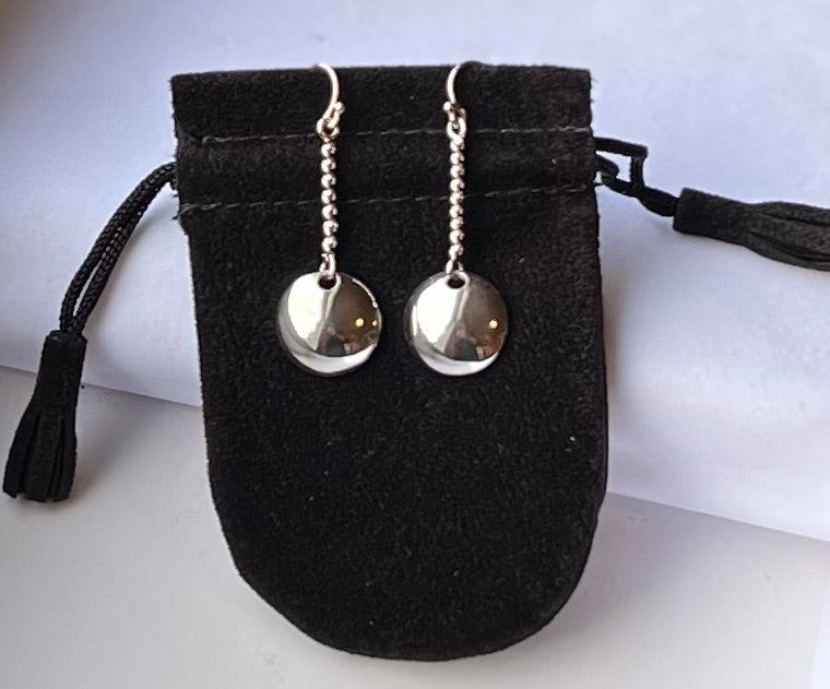 Twisted Rope and Round Disc Earring in Sterling Silver