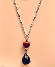 Load image into Gallery viewer, Freshwater Pearl, Onyx and Stardust Pendant in Sterling Silver