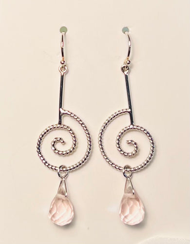 Pink Swirl Drop Earring in Sterling Silver