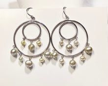 Load image into Gallery viewer, Freshwater Pearl Double Hoop Earring in Sterling Silver
